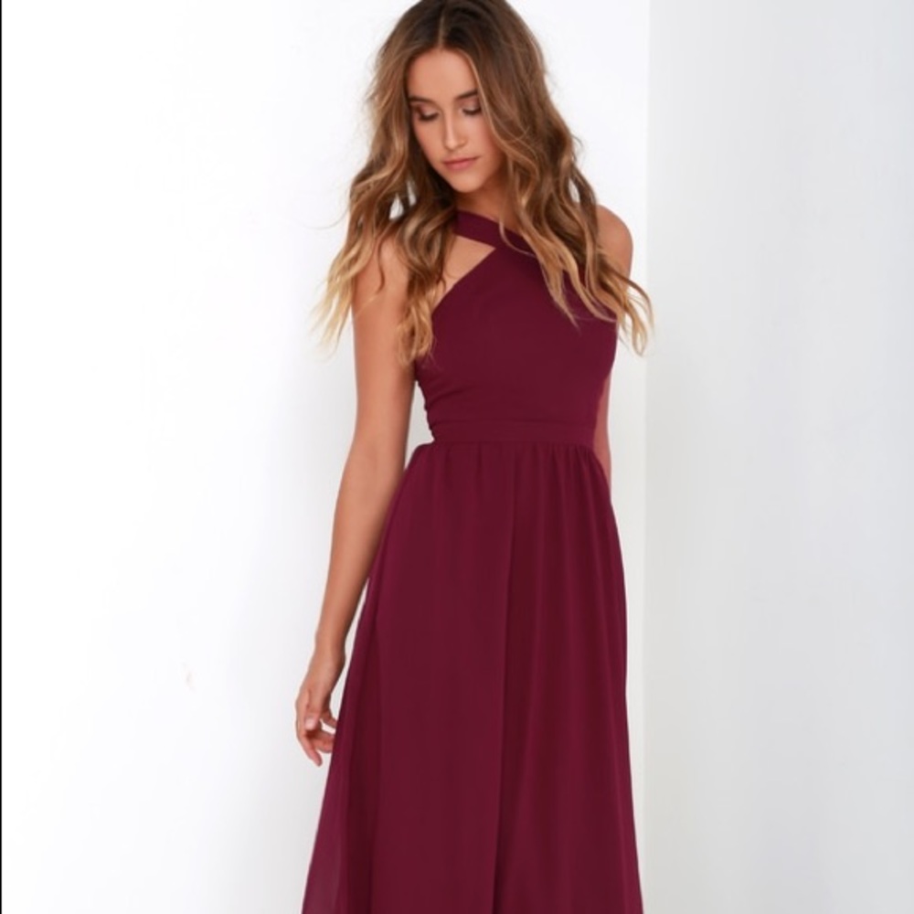 Lulus Air of Romance Burgundy Maxi Dress